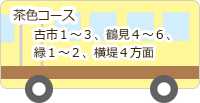 きりんバス・茶色コース：古市１～３、鶴見４～６、緑１～２、横堤４方面